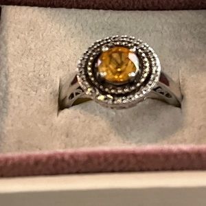 Citrine and diamond ring
